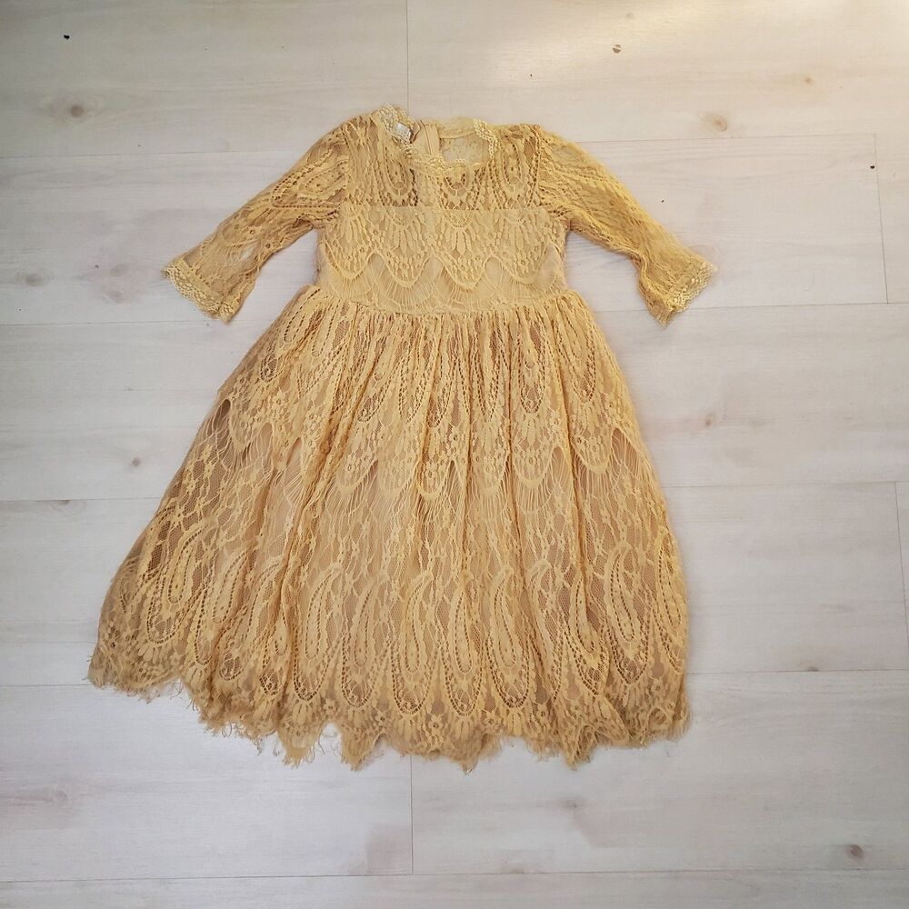 Trish Scully Bella Rafaela Dress Butterscotch Sz 7 Vintage-Inspired Flower Girl